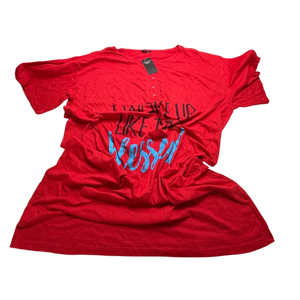 Just Love Red I Woke Up Like This Blessed Sleep Shirt Nightgown Womens 3X NEW